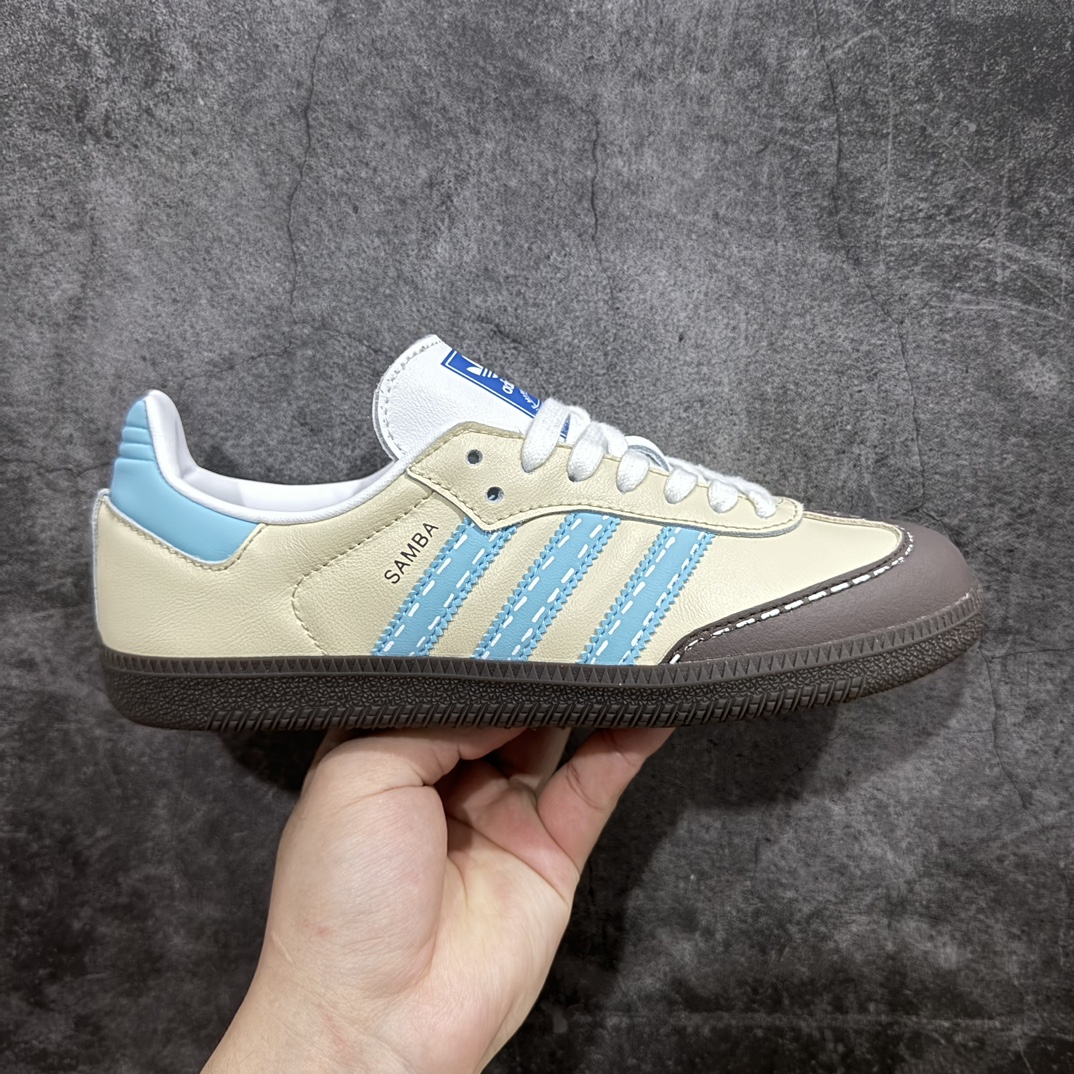 DIY定制版adidasoriginalsSambaOG白绿灰棕复古经典轻便板鞋机械魔灵布丁饼干此款以简