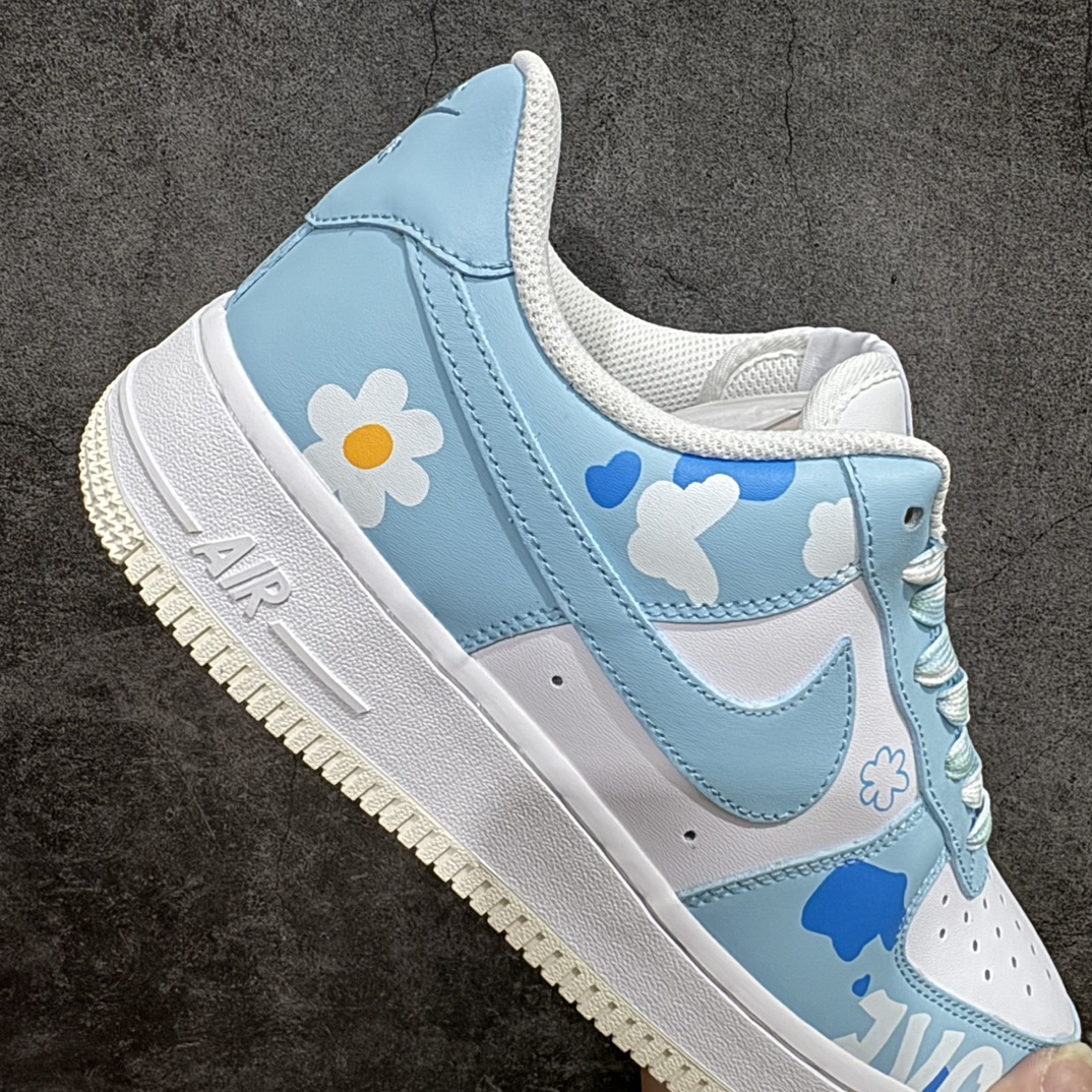 官方爆款定制二次元主题NikeAirForce1Low07蓝天白云配色空军一号低帮休闲板鞋定制皮料原厂3