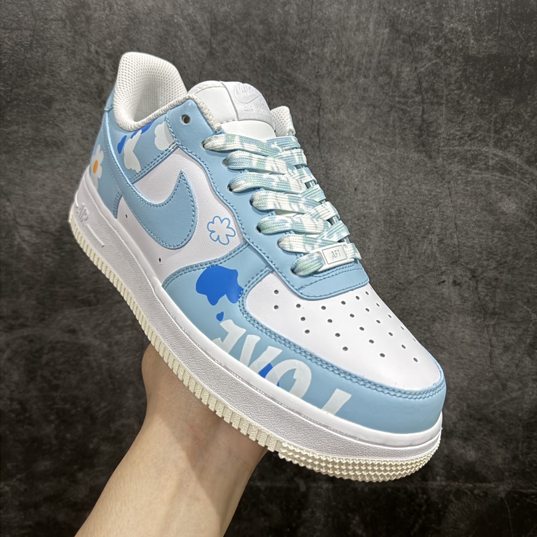 官方爆款定制二次元主题NikeAirForce1Low07蓝天白云配色空军一号低帮休闲板鞋定制皮料原厂3