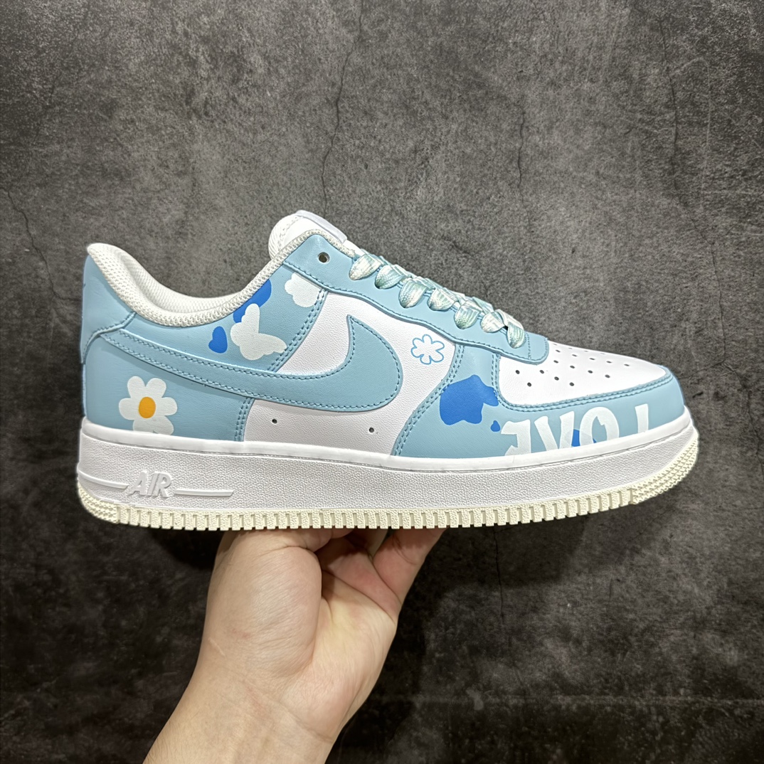 官方爆款定制二次元主题NikeAirForce1Low07蓝天白云配色空军一号低帮休闲板鞋定制皮料原厂3