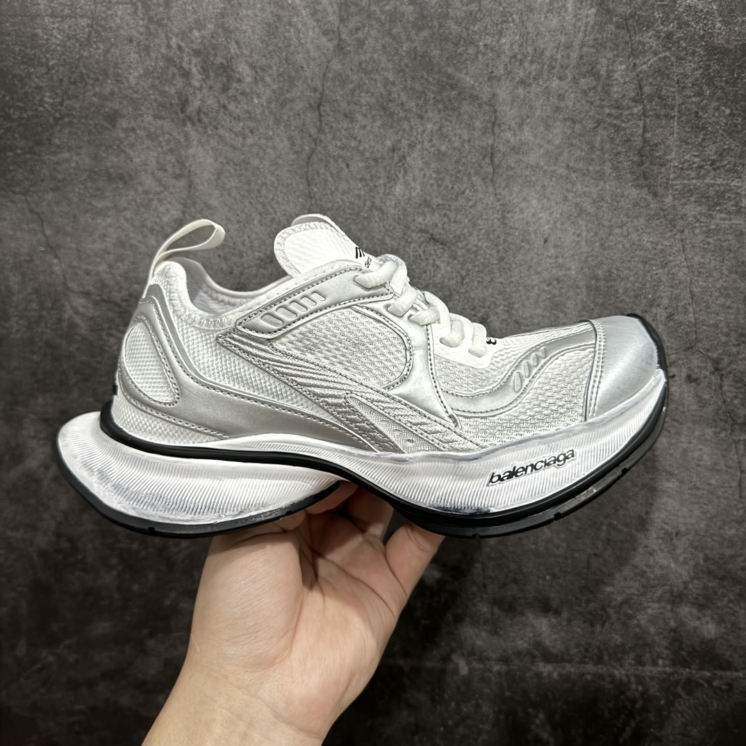 250 【性价比版本】巴黎世家BALENCIAGA Circuit Sneakers 环道系列低帮慢跑鞋“网织银白黑LOGO”793944 WFLGY 9100 HMKB4A9