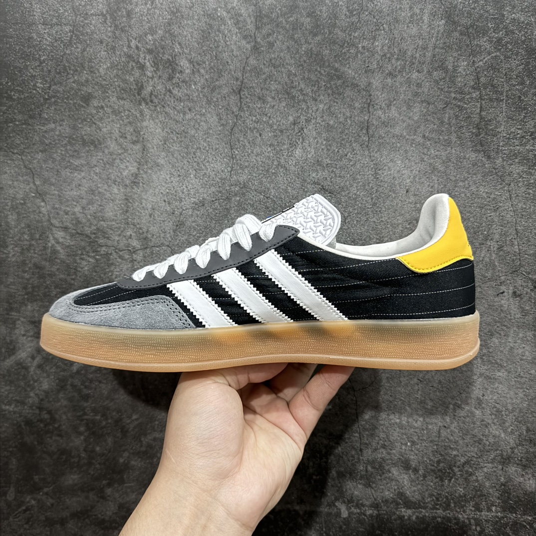 神版 AD Original Gazelle Indoor Trainers 瞪羚室内鞋系列低帮复古百搭休闲运动德训风板鞋 奥运会 黑灰 IF9642