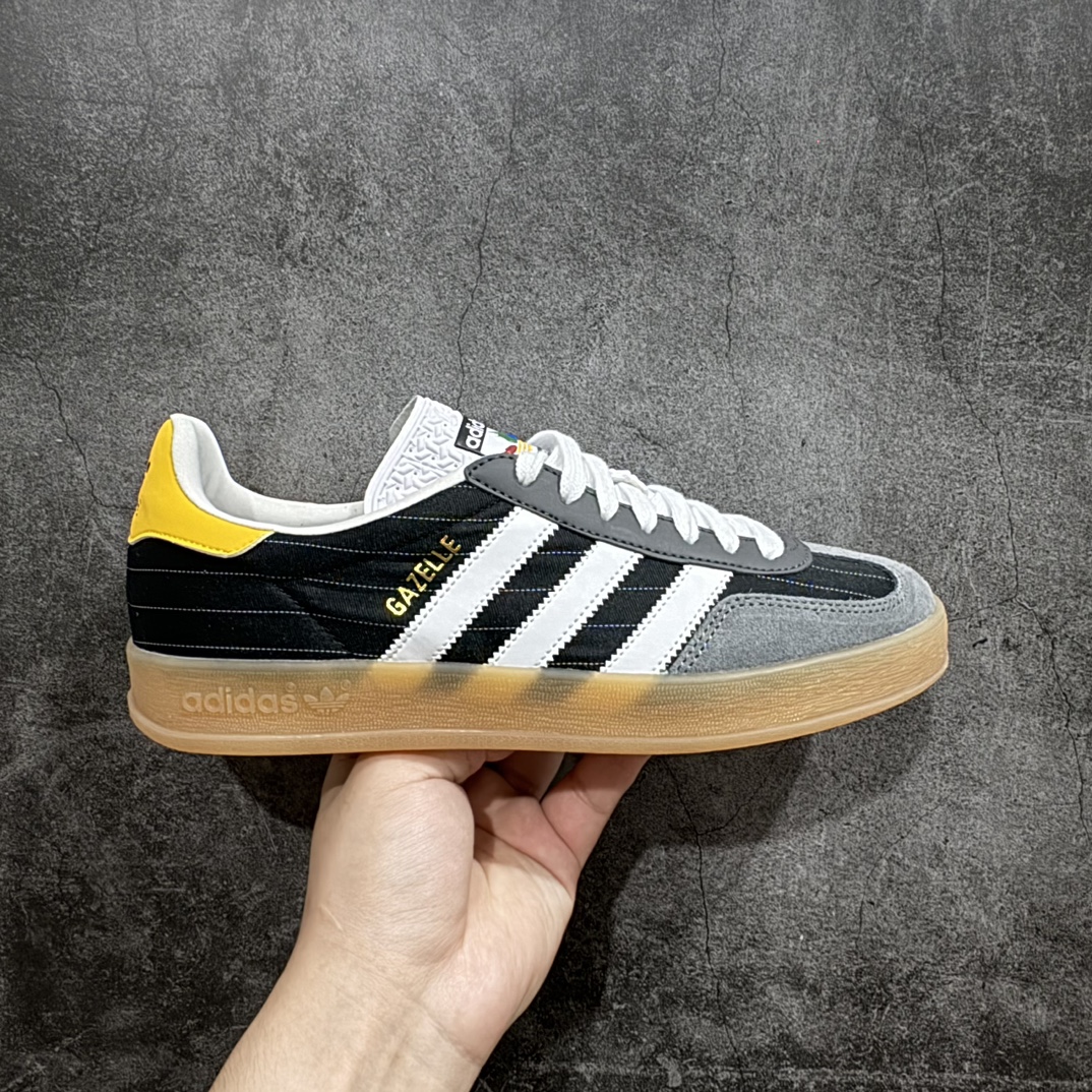 神版 AD Original Gazelle Indoor Trainers 瞪羚室内鞋系列低帮复古百搭休闲运动德训风板鞋 奥运会 黑灰 IF9642