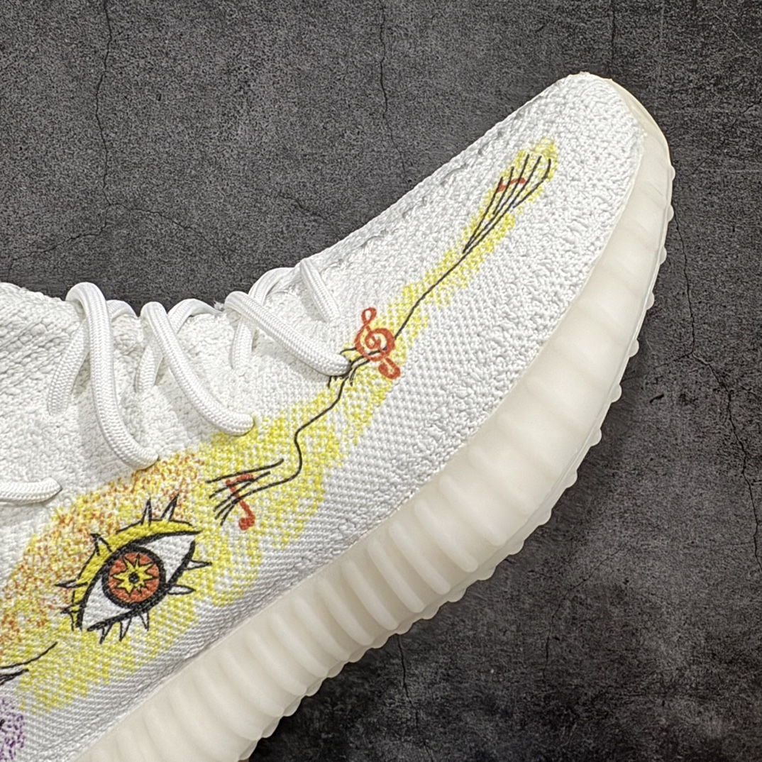 图片[6]-【DIY定制涂鸦】 白冰淇淋 涂鸦眼镜nYeezy boost 350v2 全白2.0涂鸦n巴斯夫纯原大厂出品 板型细节都是满配n得物在售款 细节一直 上脚与众不同 相当nice 尺码：36-47 编码：NM330370-莆田鞋批发中心