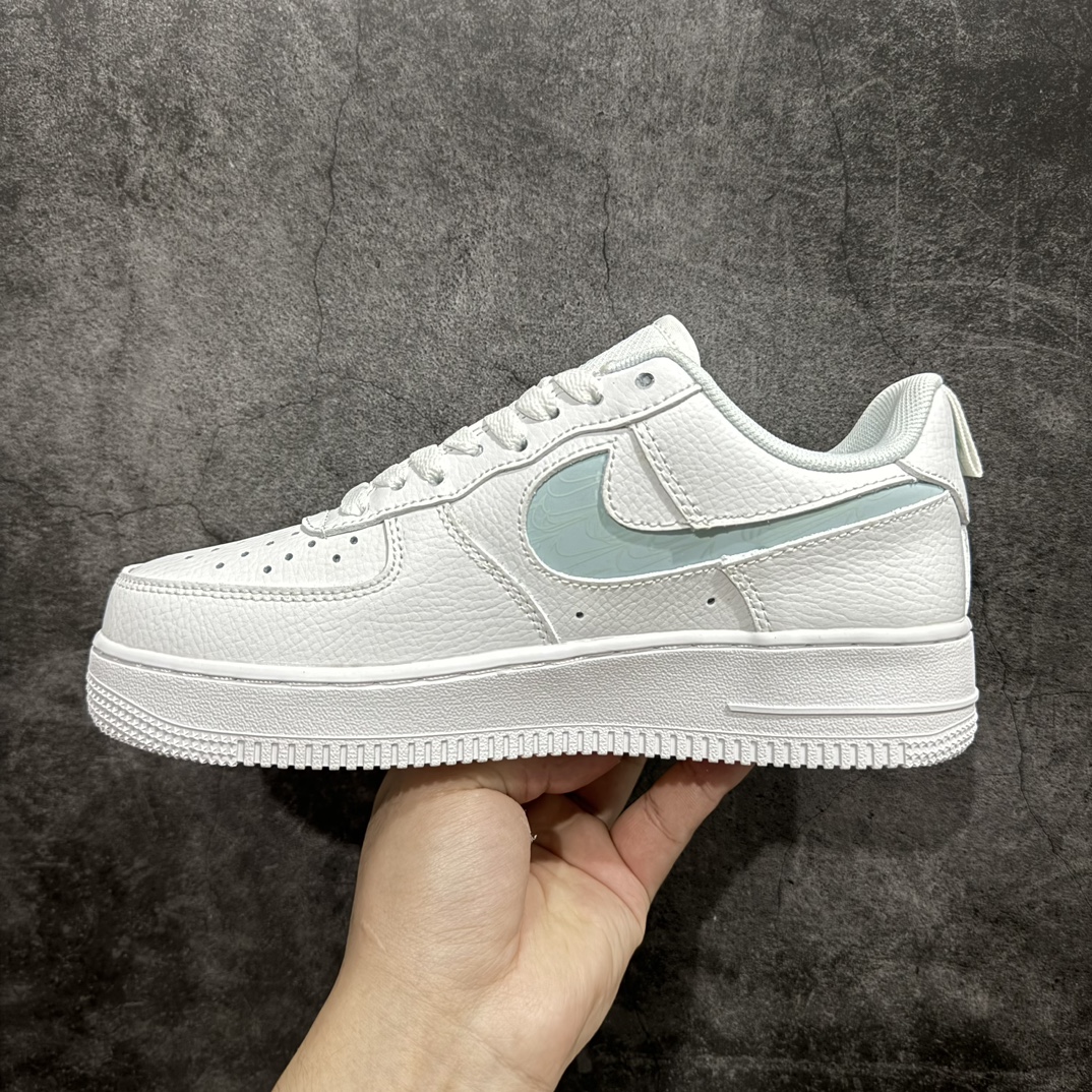 NikeAirForce1Low07白青解构小钩原楦头原纸板打造纯正低帮空军版型专注外贸渠道全掌内置蜂窝