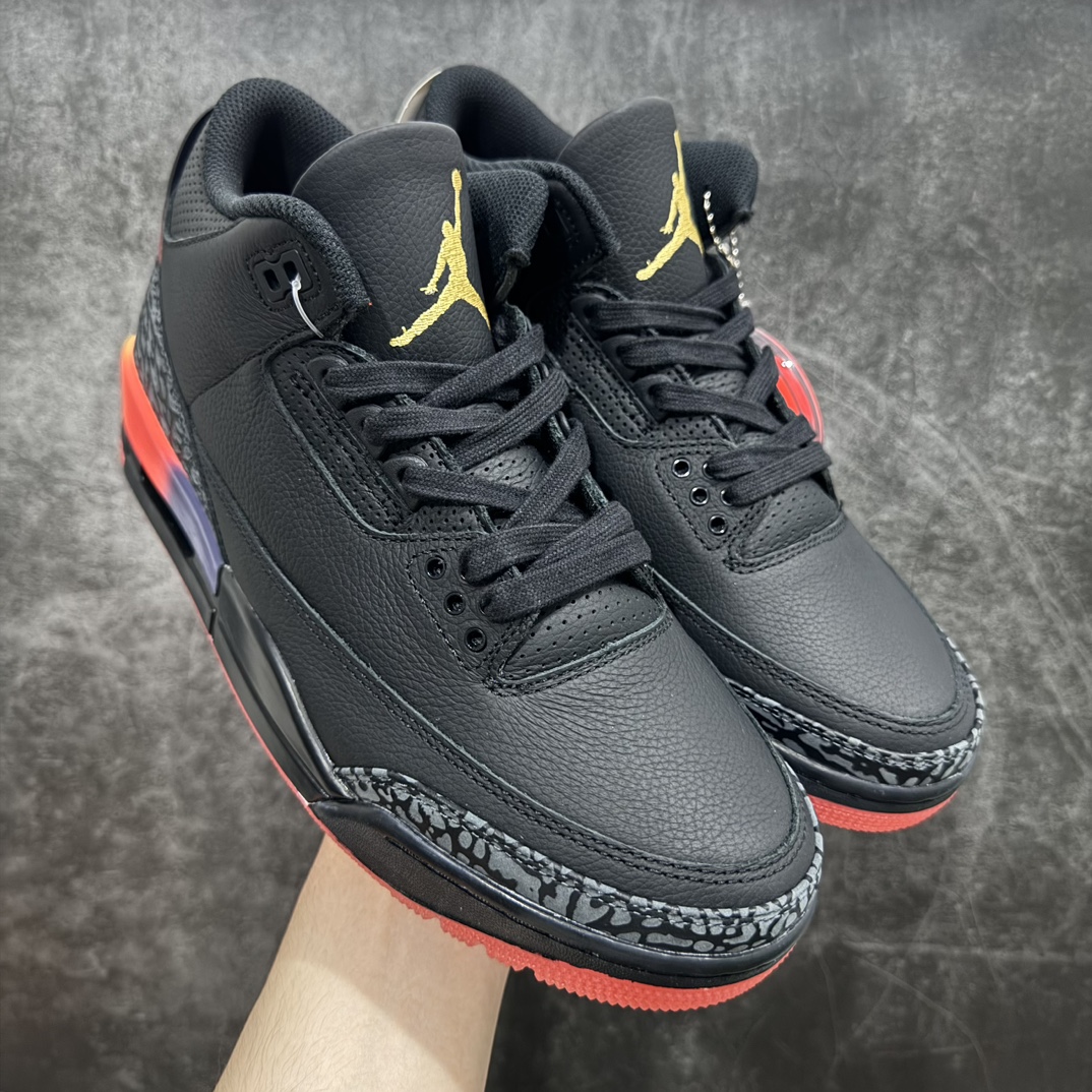 【OG纯原】J Balvin x Air Jordan 3 Retron黑彩虹渐变笑脸 OG纯原生产线出品nOG纯原最高工艺制作 原装原材料组装n#原厂楦、纸板开发 最纯正三代版型n#原底真实气垫 回弹反馈充足n完美鞋楦打造 市面最高工艺一切细节如图实拍 所见所得‼ 货号：FN0344-001nSize: 36 36.5 37.5 38 38.5 40 40.5 41 42 42.5 43 44 44.5 45 46 47.5 编码：OG520540-鞋库