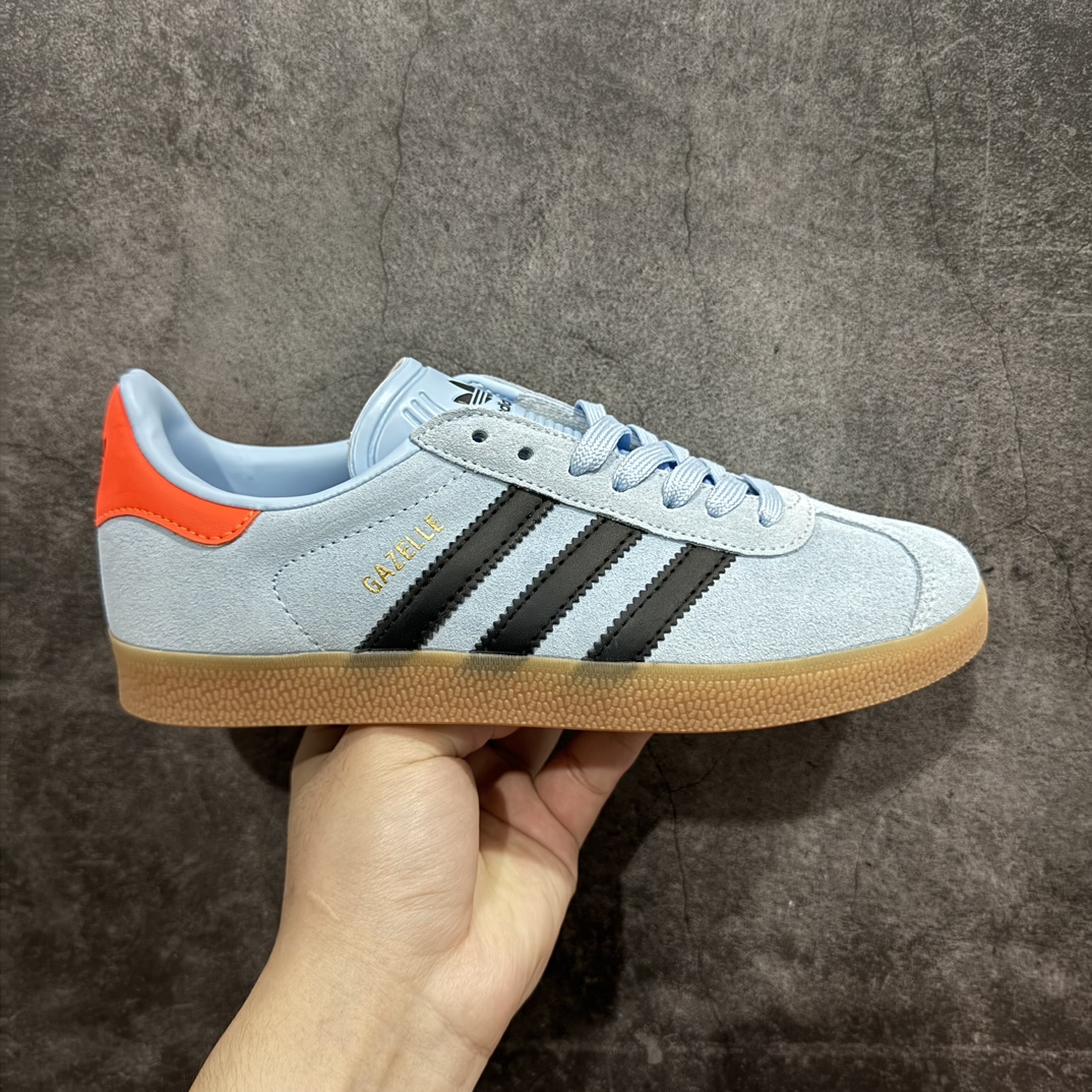 【正确版】adidas originals GAZELLE INDOOR 舒适休闲 防滑轻便 低帮 板鞋 蓝色 JI2076nn高端零售特供批次原厂定制长毛翻毛皮组合环保纤维革鞋面材质内置环保海玻璃鞋垫外置RB橡胶大底 产品品控稳定性领先行业原厂全套原楦原纸板冲刀磨具开发 原厂皮料加持原厂港宝加持定型后跟R度完美  尺码：35-45 编码：DZTB230250-鞋库