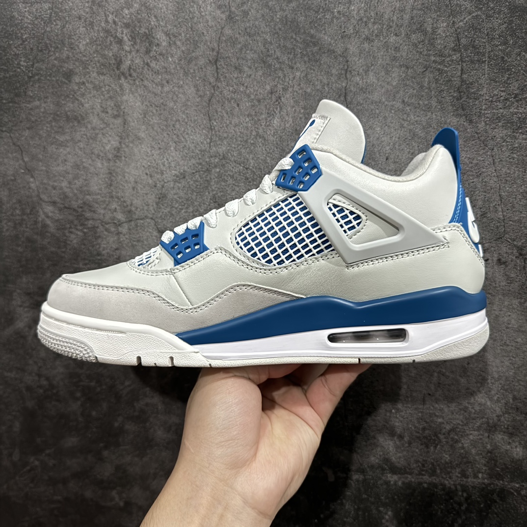 GAT原厂皮版 男女码 Air Jordan 4 Retro ”Military Blue” AJ4 乔4白蓝灰元年配色 FV5029-141