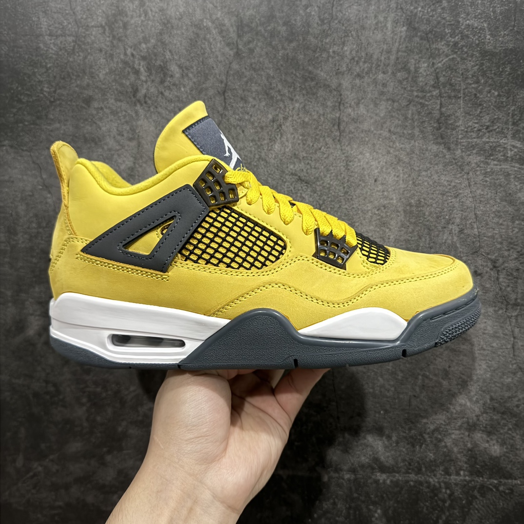 GAT原厂皮版 男女码 Air Jordan AJ4 Retro 电母 黄色闪电 314254-702