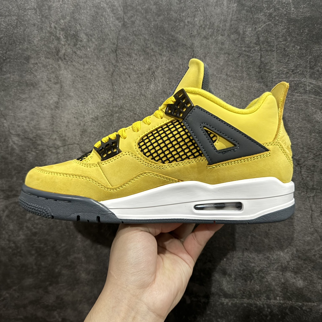 GAT原厂皮版 男女码 Air Jordan AJ4 Retro 电母 黄色闪电 314254-702