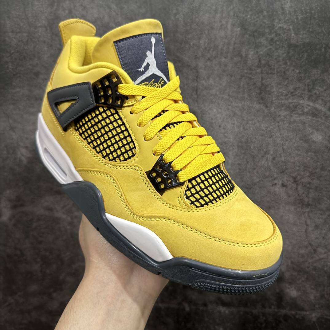 GAT原厂皮版 男女码 Air Jordan AJ4 Retro 电母 黄色闪电 314254-702