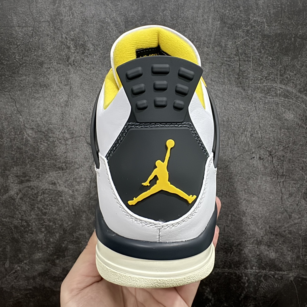 GAT原厂皮版 男女码 Air Jordan AJ4 Retro 白黄雷公色 AQ9129-101