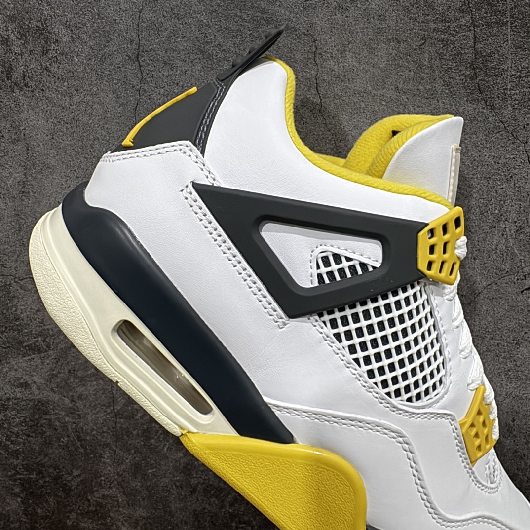 GAT原厂皮版 男女码 Air Jordan AJ4 Retro 白黄雷公色 AQ9129-101