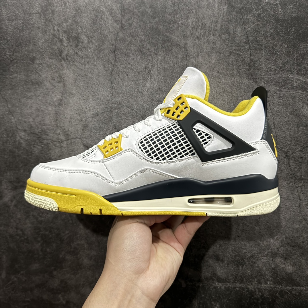 GAT原厂皮版 男女码 Air Jordan AJ4 Retro 白黄雷公色 AQ9129-101