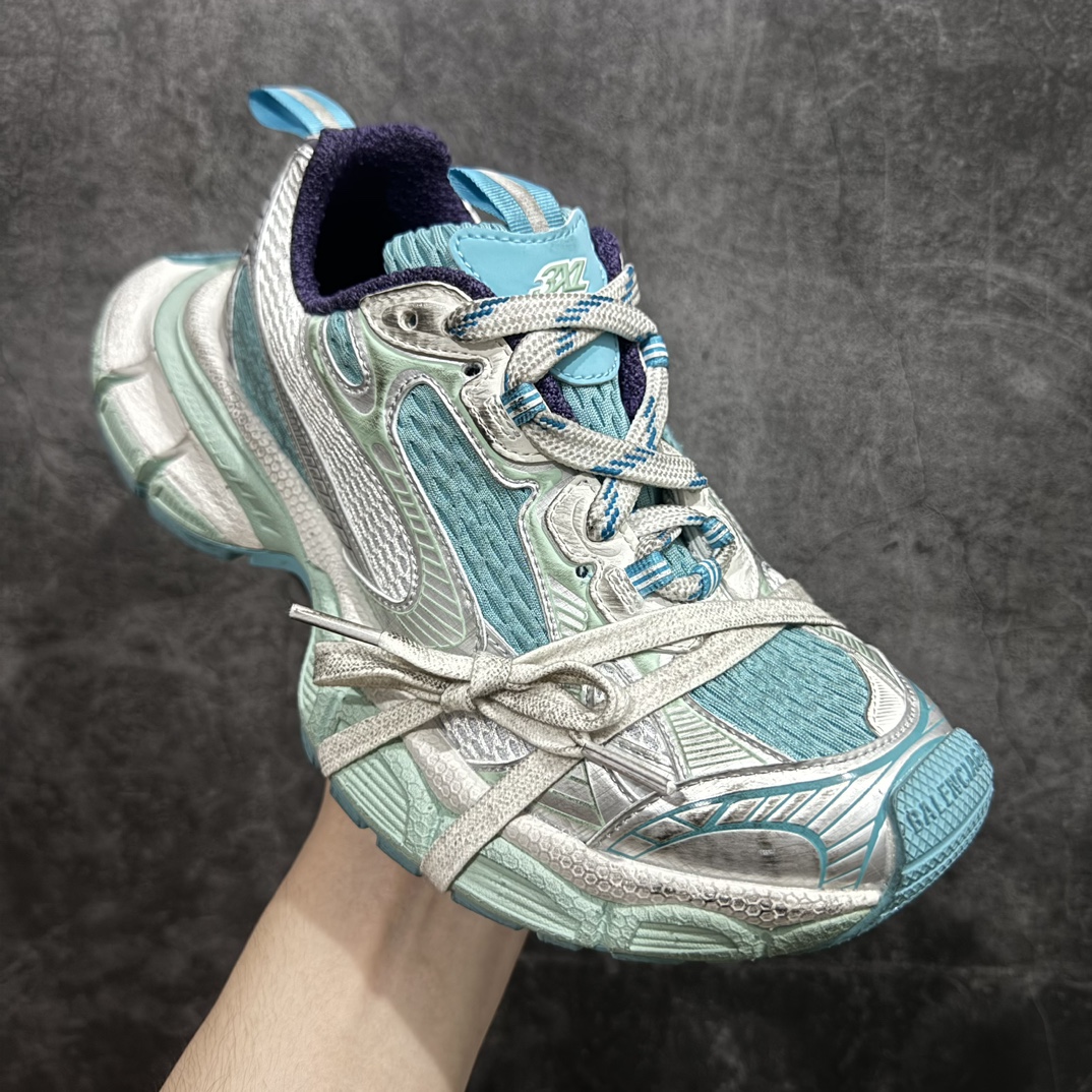 X版纯原 BALENCIAGA 3XL Sneakers 巴黎世家十代网布系带低帮走秀复古老爹鞋 白绿