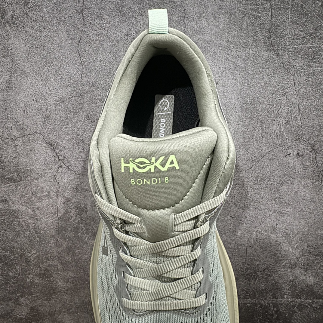 图片[8]-【公司级】HOKA邦代8系列邦代8-灰绿1123202-0HMR HOKA ONE ONE Bondi 8 舒适减震防滑 低帮 休闲跑步鞋nn超厚中底，超轻鞋身，缓震效果到位，针织鞋面舒适透气，得到众多跑者的青睐 尺码：36-45半码 编码：NM210230-莆田鞋批发中心