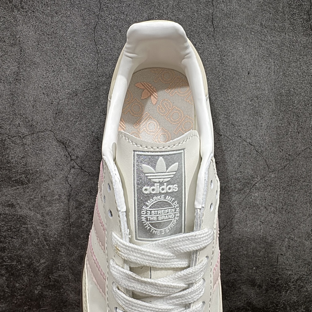 正确版 Adidas Originals Samba OG桑巴舞系列绅士德训足球风百搭低帮休闲运动板鞋“皮革米白樱花粉焦糖底”IH2751