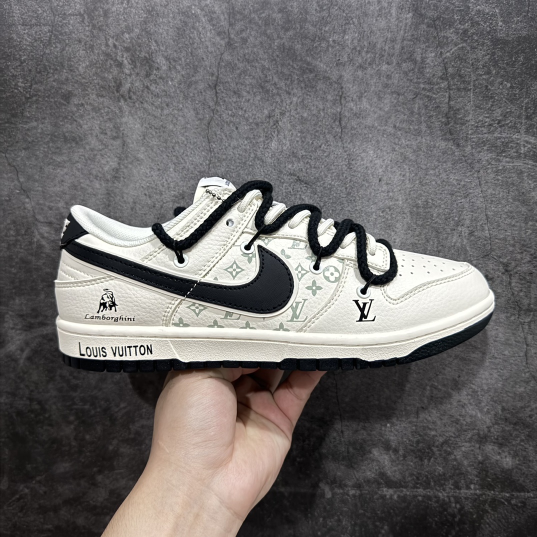 NikeSBDunkLow“LV联名绑带兰博基尼米白黑勾”周年高端定制低帮休闲板鞋定制鞋盒大厂纯原品质出