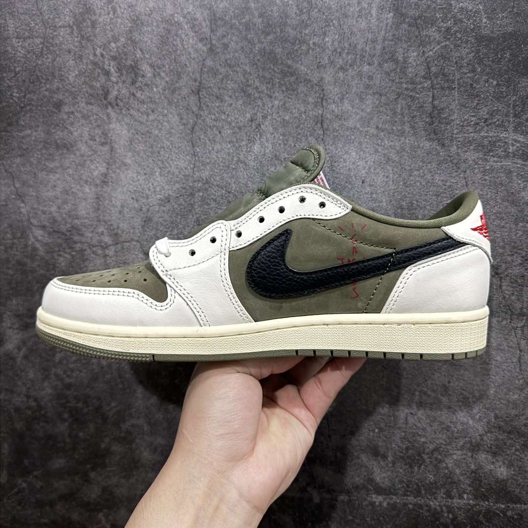 纯原TravisScottxAirJordanAJ1LowOGSPTS联名军绿倒钩8.0低帮DM7866