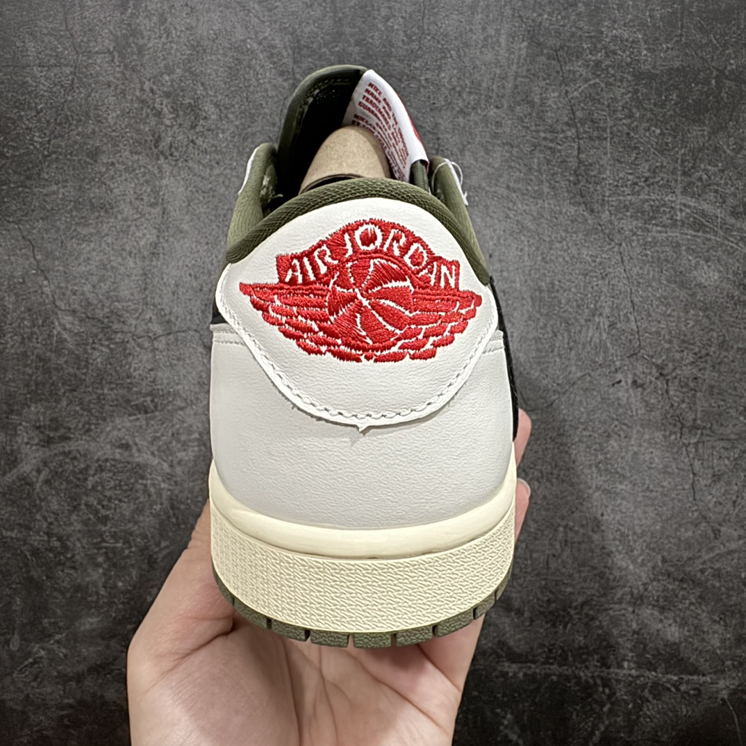 纯原TravisScottxAirJordanAJ1LowOGSPTS联名军绿倒钩8.0低帮DM7866