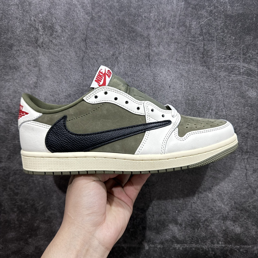 纯原TravisScottxAirJordanAJ1LowOGSPTS联名军绿倒钩8.0低帮DM7866