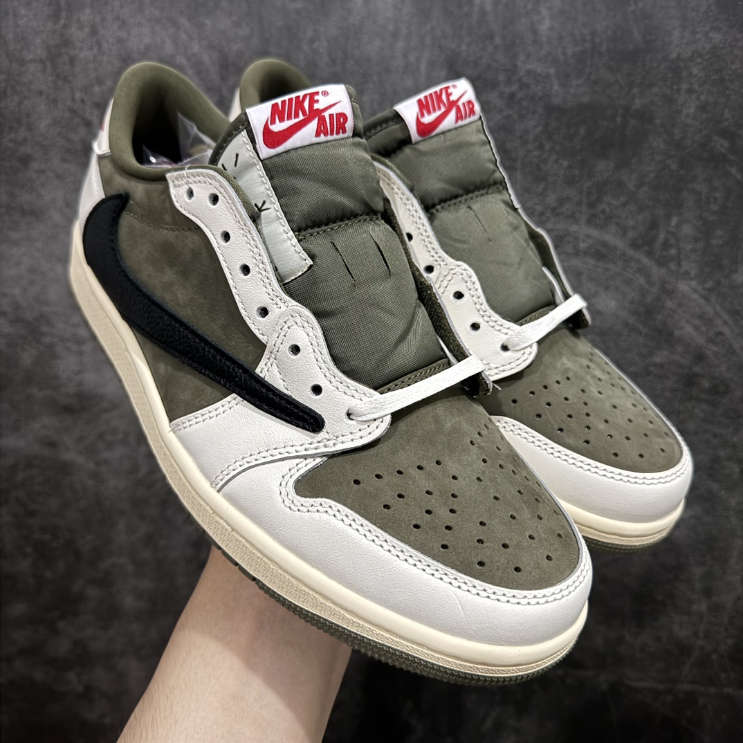 纯原TravisScottxAirJordanAJ1LowOGSPTS联名军绿倒钩8.0低帮DM7866