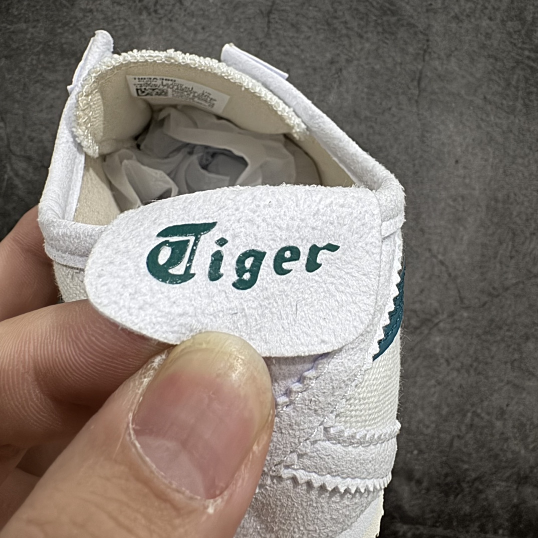 【PH纯原】Asics Onitsuka Tiger MEXICO 66 亚瑟士鬼冢虎复古经典板鞋 白绿色nn印尼厂Oem原单材料 除成型在PT外n其余全部客供材料 淘宝B级代购店铺内供💯n四联官方吊牌 乳胶组合鞋垫、羊皮纸质中底 不用宰手买专柜 这里满足你👊🏼 全新工厂开发 一线品质 全部原鞋一比一开发 Size：36-46 全码出货 编码：T1190200-鞋库