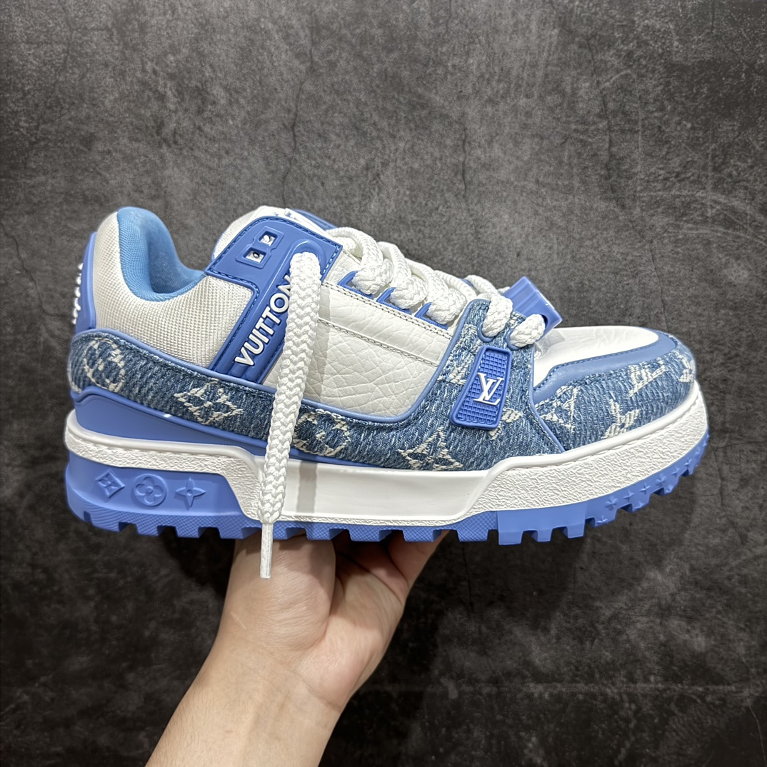 佛山顶级超A版 Louis Vuitton LV Trainer系列 蓝牛仔胖丁