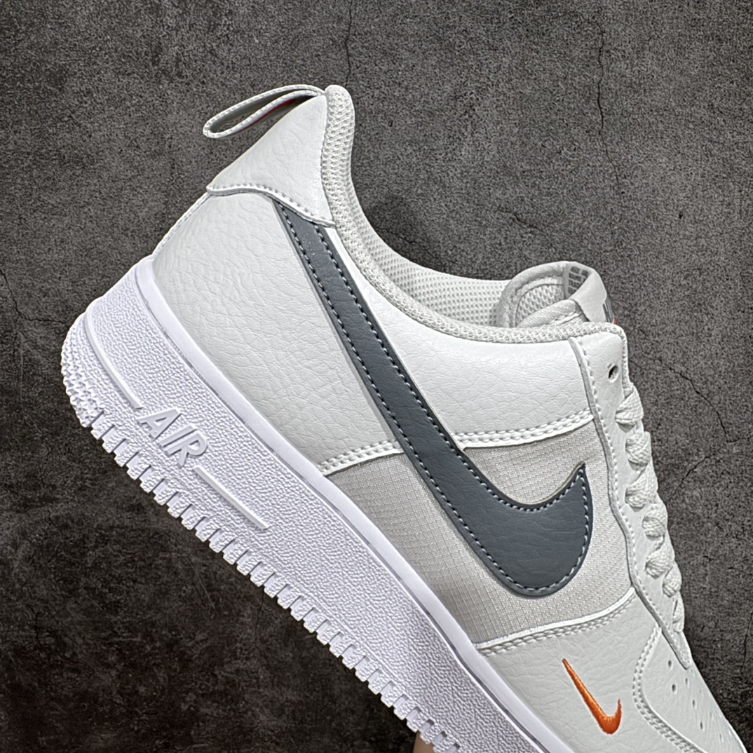 HY纯原 耐克Nike Air Force 1 07 LV8 Low”Photon Dust/Safety Orange”空军一号经典低帮百搭休闲运动板鞋“光子灰橙提拉环” HF3836-001