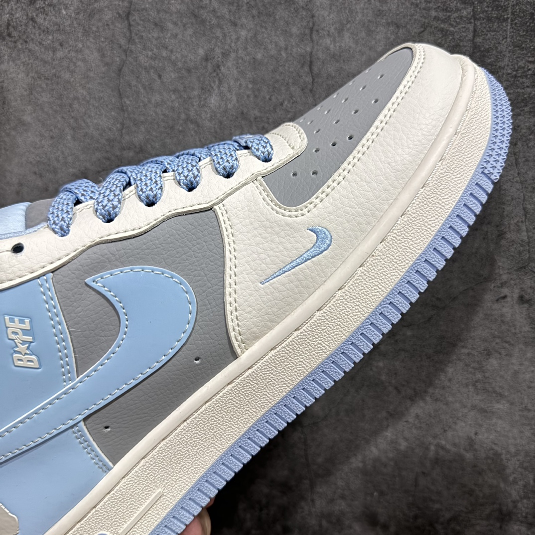 公司级海外限量发售！NikeAirForce107Low“Bape联名--米灰蓝”空军一号低帮运动鞋休闲