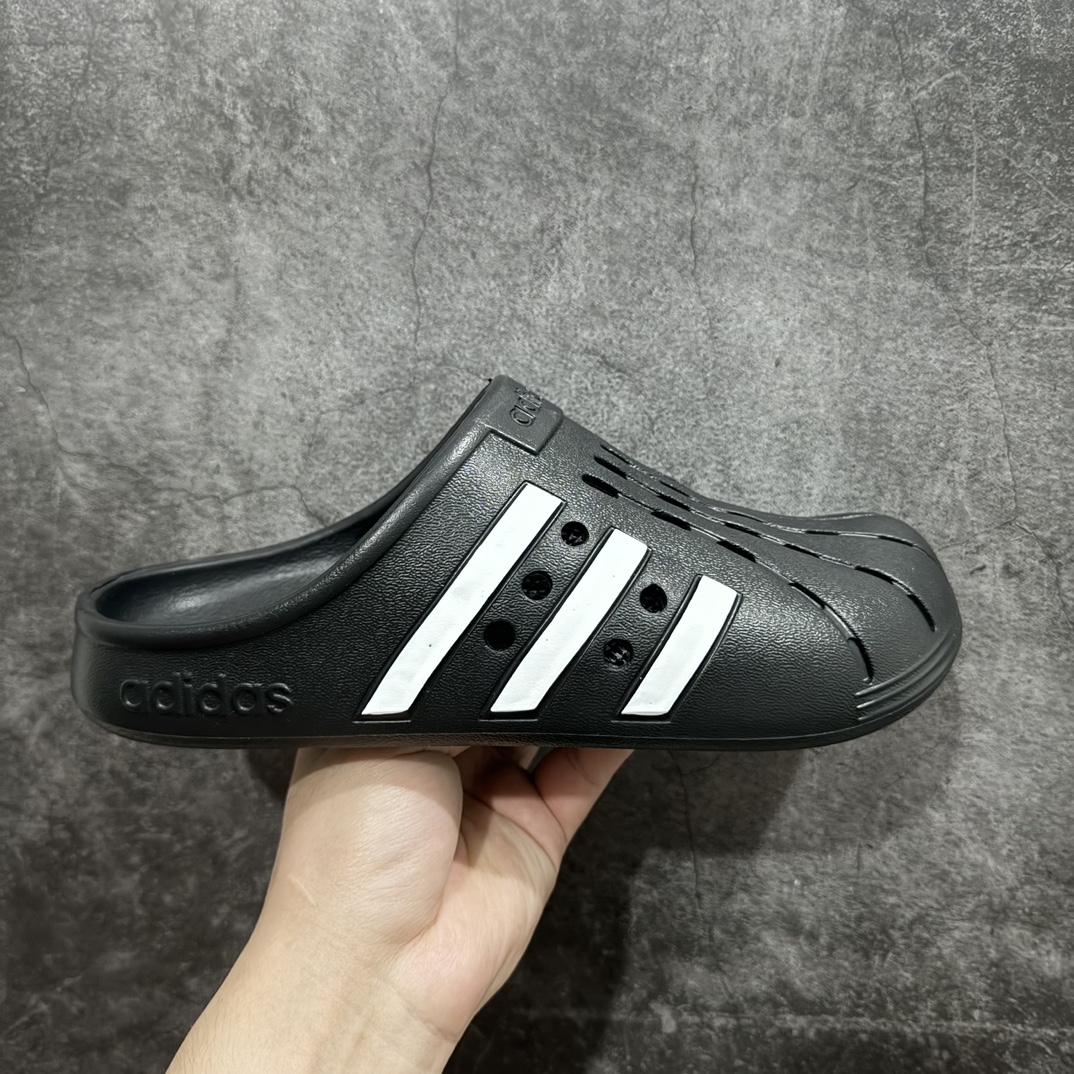 【公司级】adidas ADILETTE CLOGS 外穿 一体成型 防滑耐磨运动拖鞋 男女同款 黑白 尺码：36-45 编码：LDS160170-鞋库