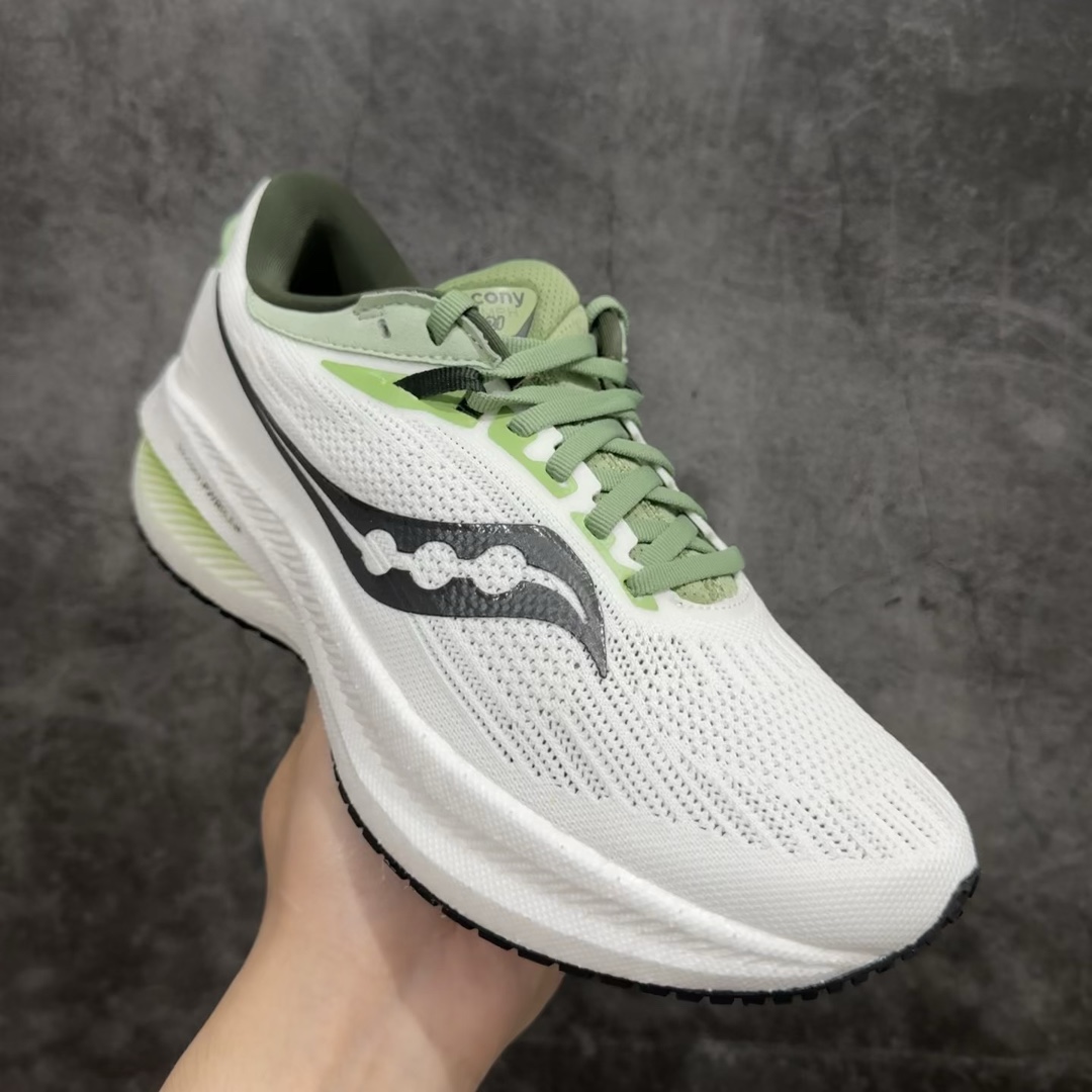 SauconyTriumph21索康尼胜利21系列低帮白蓝色系带减震耐磨透气低邦马拉松跑步鞋从胜利走向胜