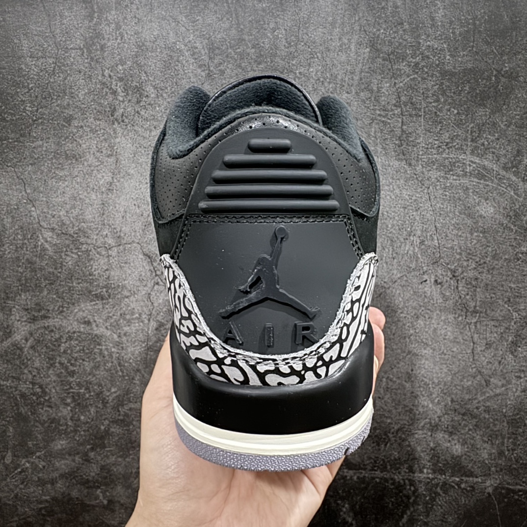 图片[4]-【原厂版】Air Jordan AJ3 Off Noir 奥利奥黑水泥2.0 CK9246-001nn原纸板楦头开发 原厂皮料完美版型 一比一鞋头弧度高度鞋身弧度数据细节工艺流程均保持原鞋一致原厂TPU网格鞋带扣 正确内里网布菱角分明不变形无多余毛边 柔软性质感一致于原鞋原厂织唛标 原厂飞人电绣工艺 印刷中底布 四线拉帮米色美纹纸贴合固定 进口港宝加持 后跟自然饱满 尺码：40 40.5 41 42 42.5 43 44 44.5 45 46 47.5 编码：X10380420-莆田鞋批发中心