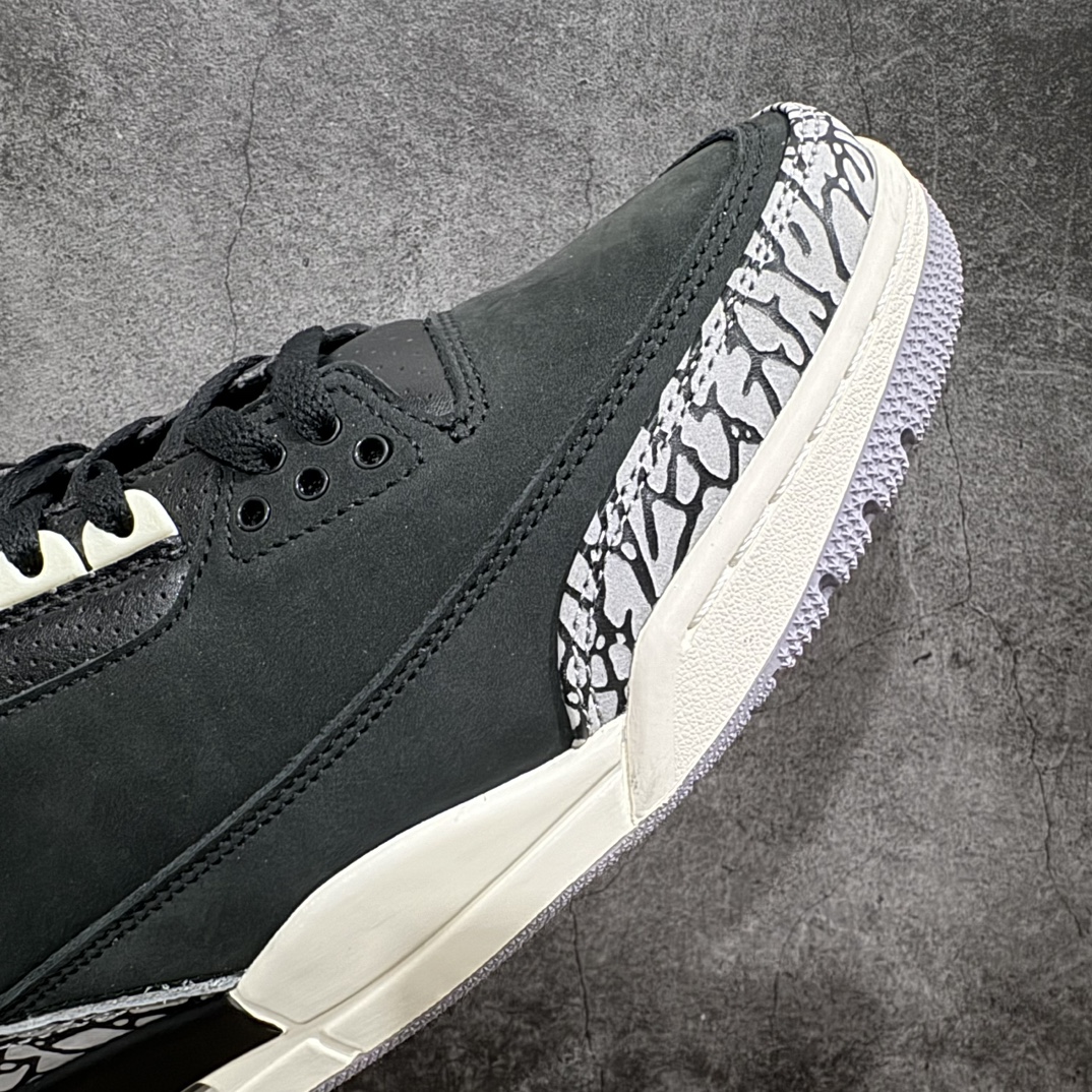 图片[6]-【原厂版】Air Jordan AJ3 Off Noir 奥利奥黑水泥2.0 CK9246-001nn原纸板楦头开发 原厂皮料完美版型 一比一鞋头弧度高度鞋身弧度数据细节工艺流程均保持原鞋一致原厂TPU网格鞋带扣 正确内里网布菱角分明不变形无多余毛边 柔软性质感一致于原鞋原厂织唛标 原厂飞人电绣工艺 印刷中底布 四线拉帮米色美纹纸贴合固定 进口港宝加持 后跟自然饱满 尺码：40 40.5 41 42 42.5 43 44 44.5 45 46 47.5 编码：X10380420-鞋库