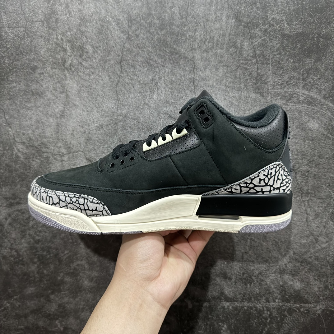 图片[2]-【原厂版】Air Jordan AJ3 Off Noir 奥利奥黑水泥2.0 CK9246-001nn原纸板楦头开发 原厂皮料完美版型 一比一鞋头弧度高度鞋身弧度数据细节工艺流程均保持原鞋一致原厂TPU网格鞋带扣 正确内里网布菱角分明不变形无多余毛边 柔软性质感一致于原鞋原厂织唛标 原厂飞人电绣工艺 印刷中底布 四线拉帮米色美纹纸贴合固定 进口港宝加持 后跟自然饱满 尺码：40 40.5 41 42 42.5 43 44 44.5 45 46 47.5 编码：X10380420-鞋库