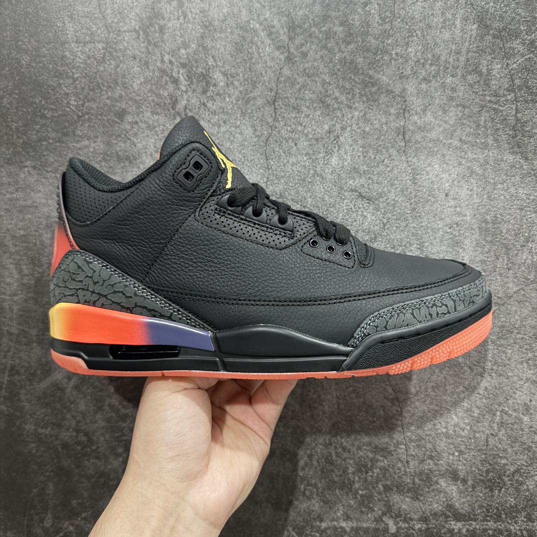 JBalvinxAirJordan3Retro黑彩虹渐变笑脸莞产纯原生产线出品最高工艺制作原装原材料组装