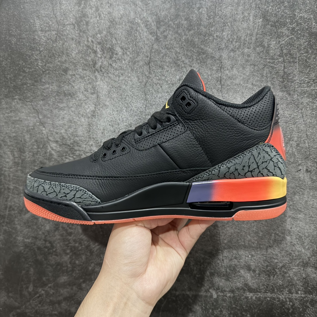 JBalvinxAirJordan3Retro黑彩虹渐变笑脸莞产纯原生产线出品最高工艺制作原装原材料组装