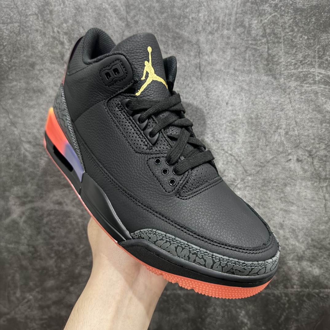 JBalvinxAirJordan3Retro黑彩虹渐变笑脸莞产纯原生产线出品最高工艺制作原装原材料组装