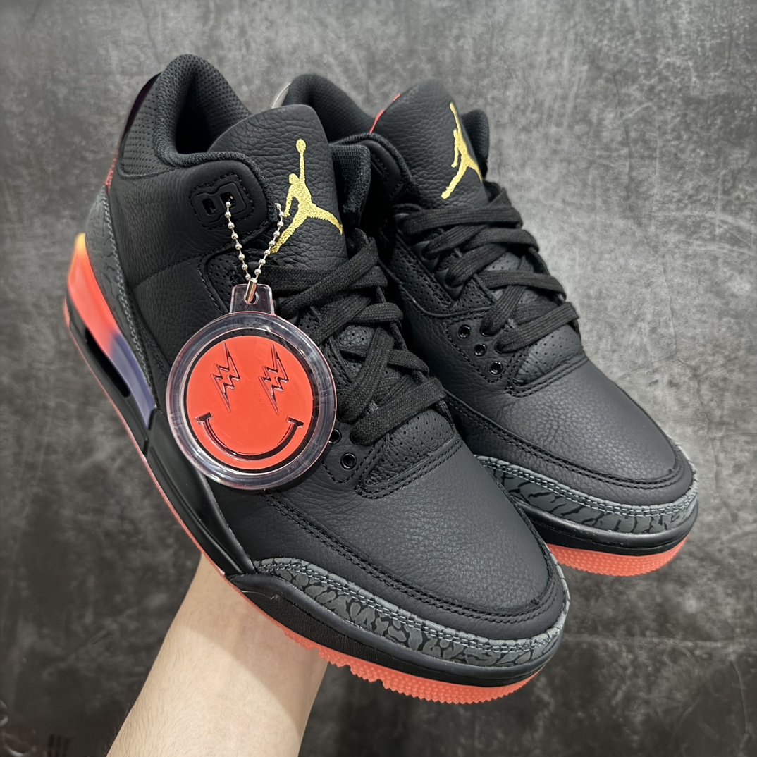 JBalvinxAirJordan3Retro黑彩虹渐变笑脸莞产纯原生产线出品最高工艺制作原装原材料组装