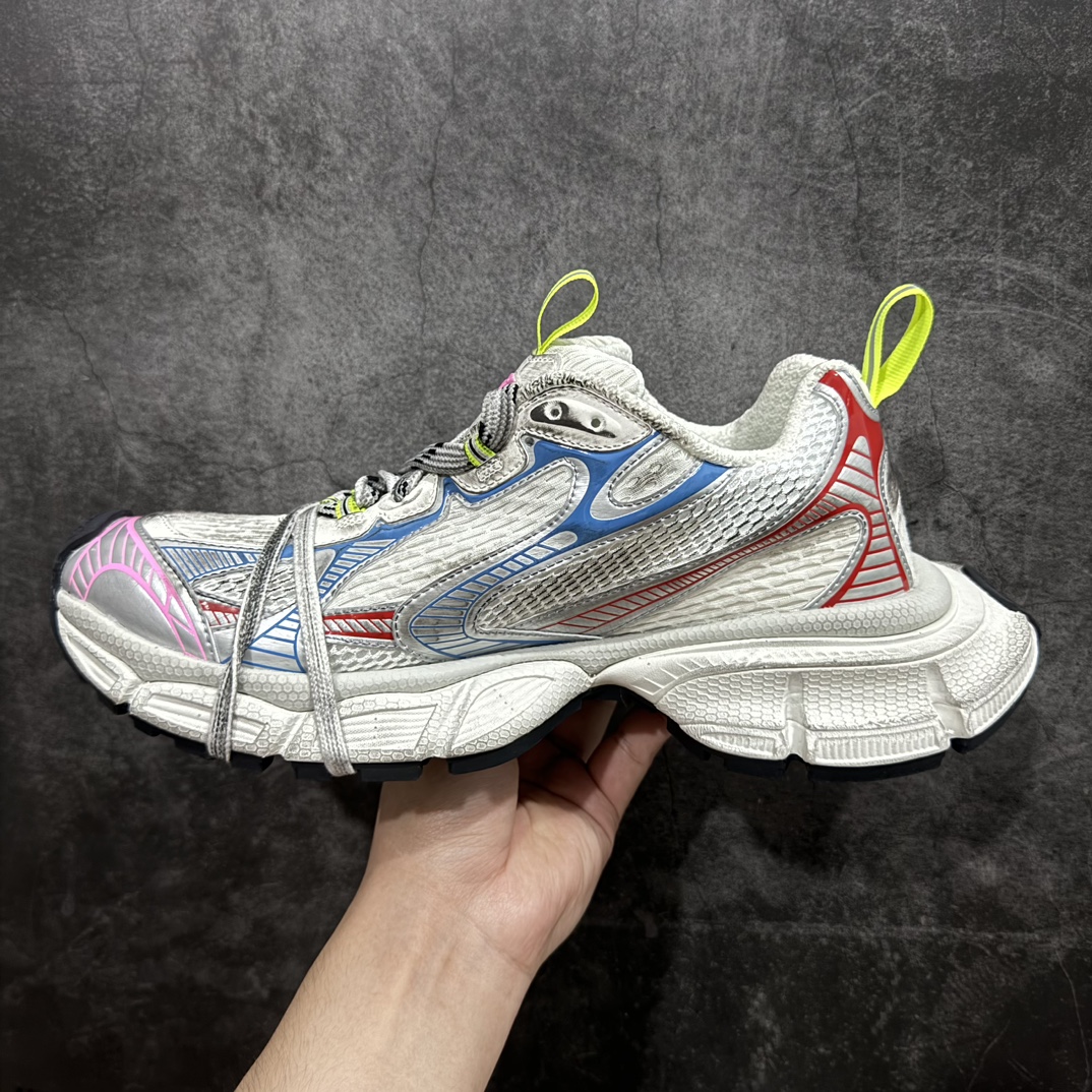 OG纯原 BALENCIAGA 3XL Sneakers 巴黎世家十代网布系带低帮走秀复古老爹鞋 白蓝红