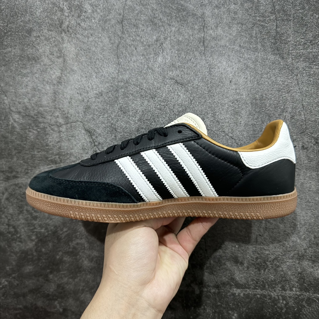 纳帕软皮版 JJJJound x AD Originals Samba Classic”Studded Pack Black”桑巴舞系列绅士德训足球风百搭低帮休闲运动板鞋 联名黑白 ID8707