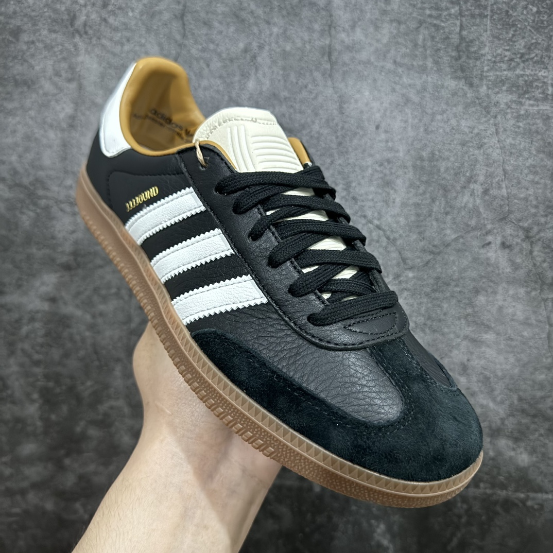 纳帕软皮版 JJJJound x AD Originals Samba Classic”Studded Pack Black”桑巴舞系列绅士德训足球风百搭低帮休闲运动板鞋 联名黑白 ID8707