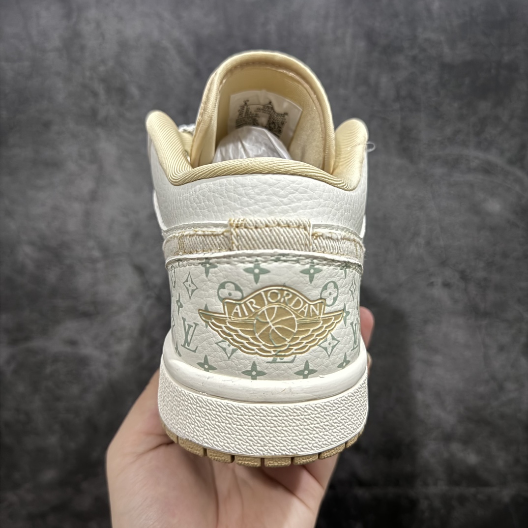 定制版AirJordan1LowAJ1乔1LV联名-印花卡其高端定制低帮篮球鞋SJ9950-004定制鞋