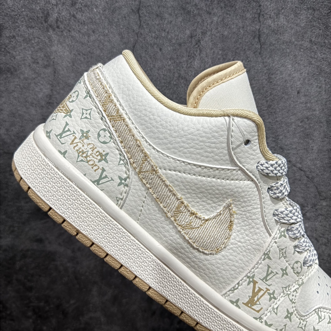 定制版AirJordan1LowAJ1乔1LV联名-印花卡其高端定制低帮篮球鞋SJ9950-004定制鞋