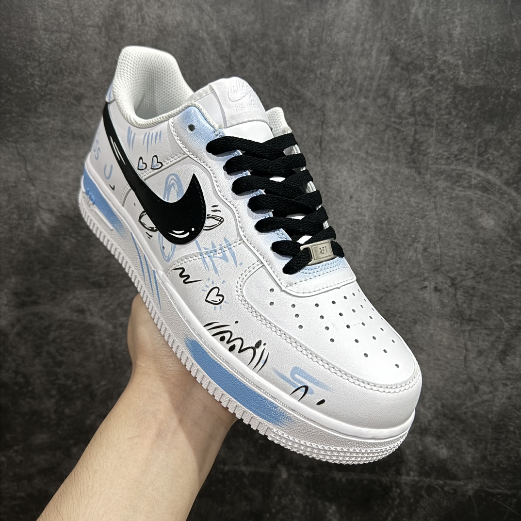 定制版 Nk Air Force 1'07 Low 二次元主题 彼岸情书 白蓝喷绘 空军一号低帮休闲板鞋 CW2288-111