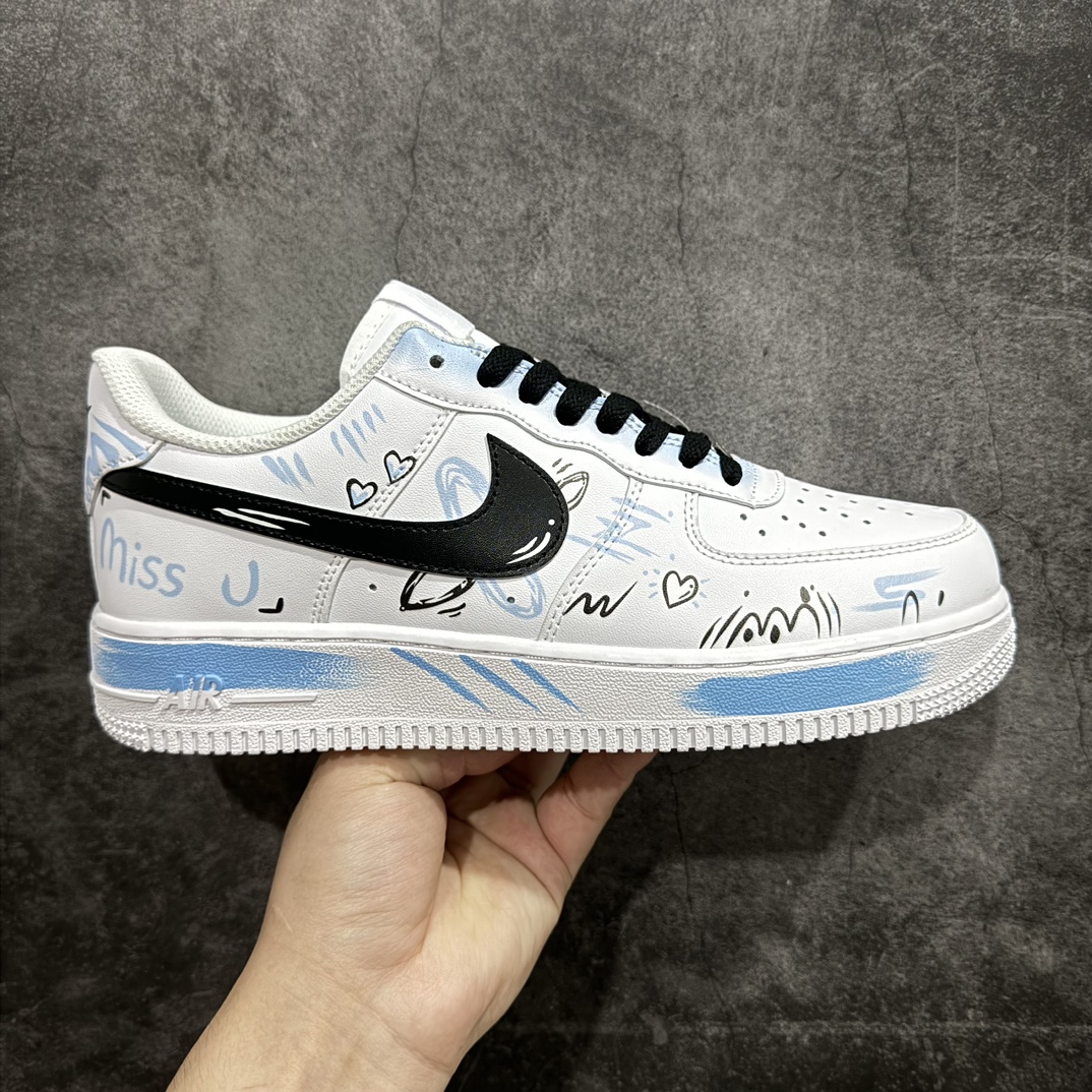 定制版 Nk Air Force 1'07 Low 二次元主题 彼岸情书 白蓝喷绘 空军一号低帮休闲板鞋 CW2288-111