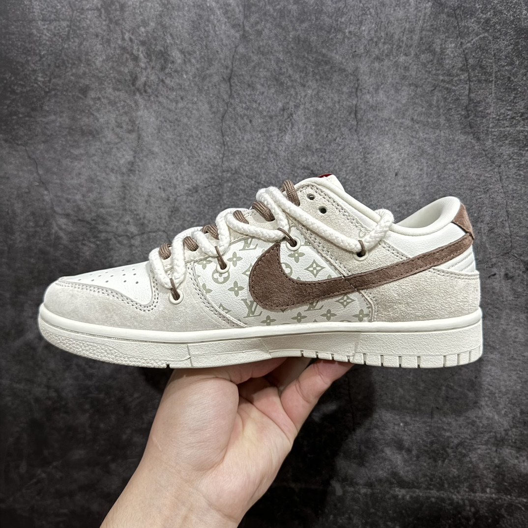 定制版NikeSBDunkLowxLouisVuittonLV白棕绑带纯原大厂出品极力推荐原装头层材料独