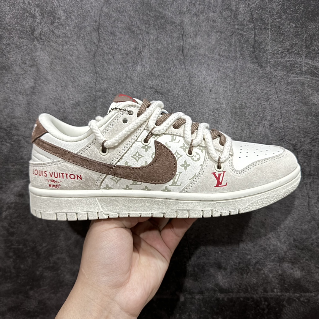 定制版NikeSBDunkLowxLouisVuittonLV白棕绑带纯原大厂出品极力推荐原装头层材料独