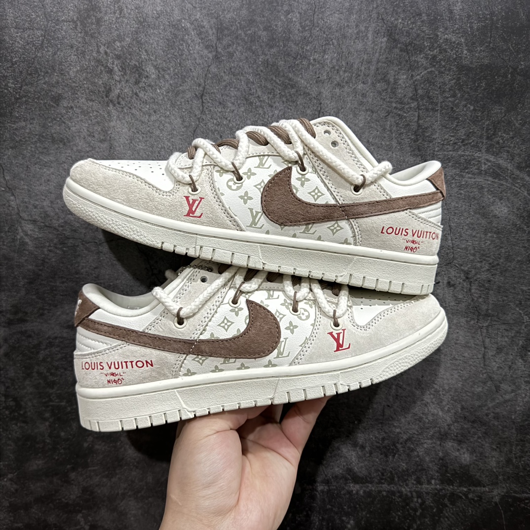 定制版NikeSBDunkLowxLouisVuittonLV白棕绑带纯原大厂出品极力推荐原装头层材料独