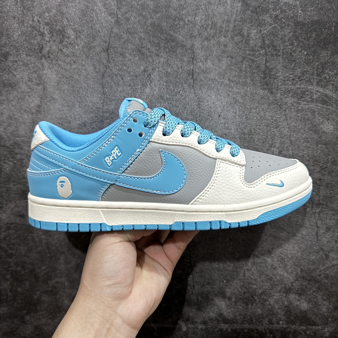 定制版NkSBDunkLowBAPE联名-米灰靛蓝周年高端定制低帮休闲板鞋BB8969-002定制鞋盒大